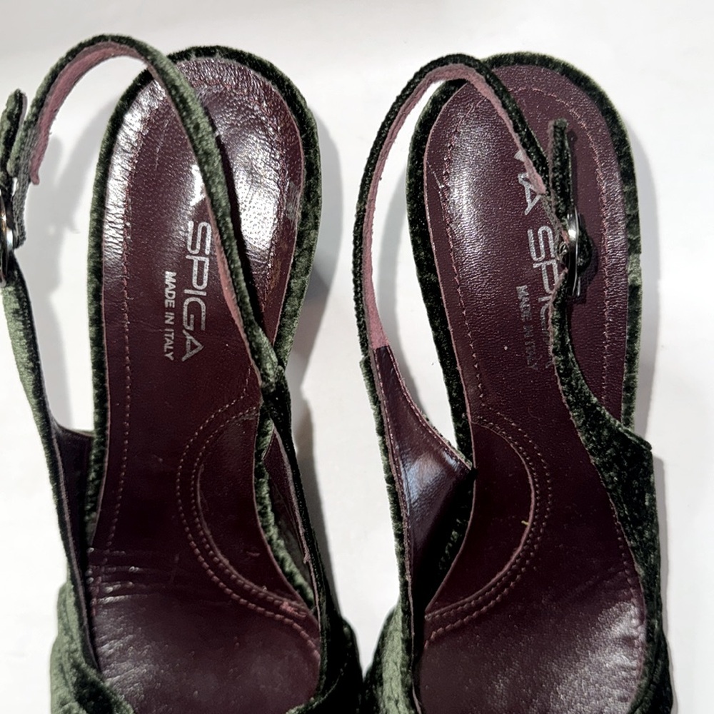 Via Spiga Green Velvet Python Shoes - Picture 6 of 9